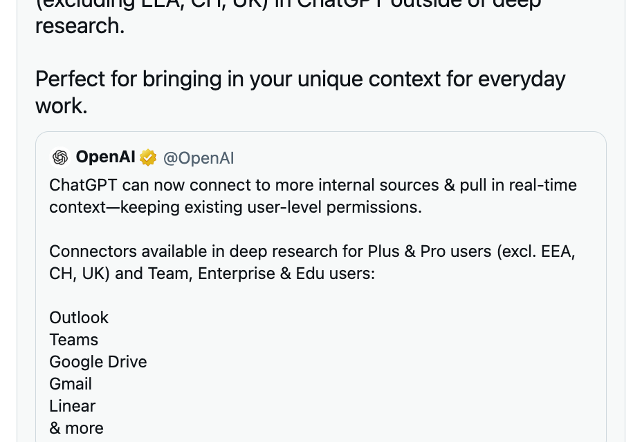 ☕🤖 ChatGPT Pro now integrates Drive, Dropbox & more, outside Deep Research!