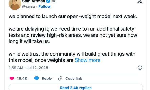 ☕🤖 OpenAI delays the release of its open model, again!