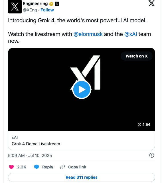 ☕🤖 Elon Musk’s xAI launches Grok 4 + a $300 monthly subscription