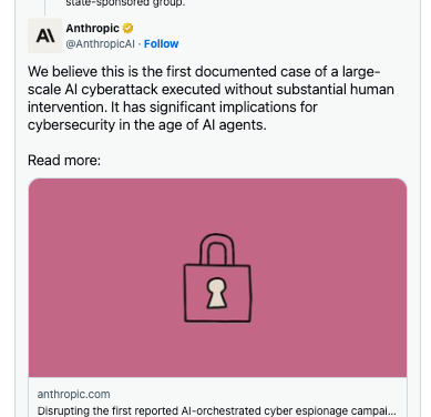 ☕🤖 Anthropic Stops First AI-Orchestrated Cyber Attack