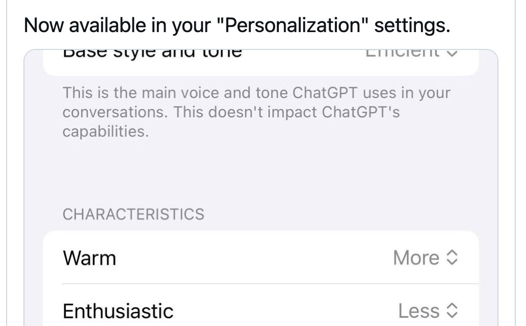 ☕🤖 ChatGPT Gets a Personality Makeover (New Controls)