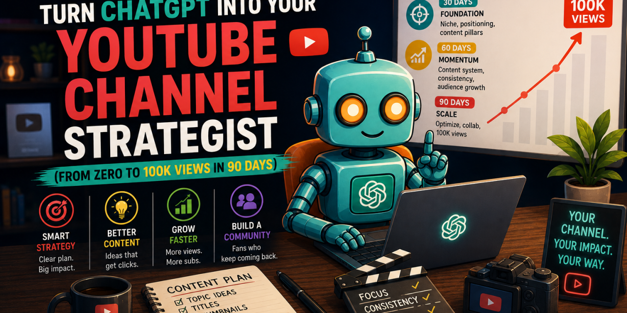 ☕🤖Tutorial: Turn ChatGPT Into Your YouTube Channel Strategist (From Zero to 100K Views in 90 Days)