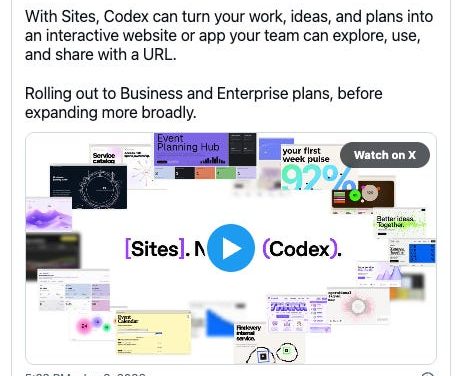 ☕🤖 OpenAI Launches Codex Sites: Turn a Prompt Into a Shareable App