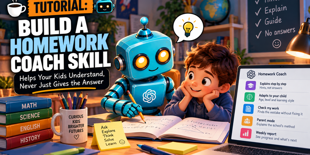 ☕🤖Tutorial: Build a Homework Coach Skill (Helps Your Kids Understand, Never Just Gives the Answer)